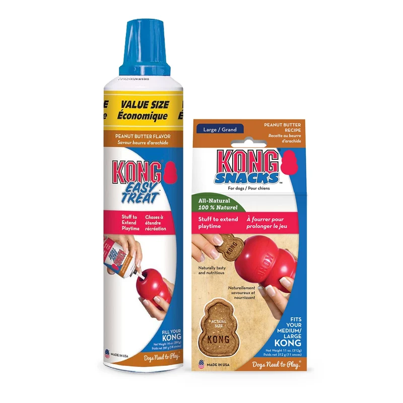 KONG Easy Treat 14oz & Snack Combo – Beurre de cacahuète, Grand