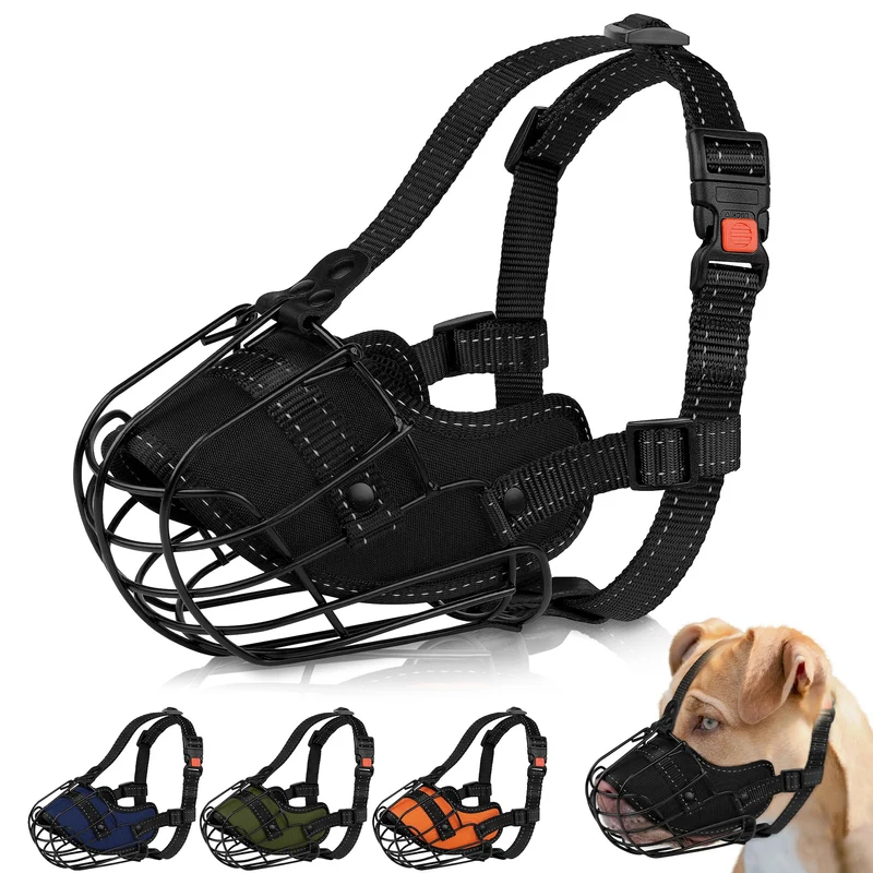 OOPSDOGGY Museau Pitbull Réfléchissant Métallique – Cage en Fil pour Grands Chiens (Amstaff)