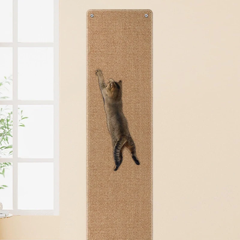 FHTONGE Grattoir mural chat XXL 71x15,8 cm – 16 clous fixes (Camel)