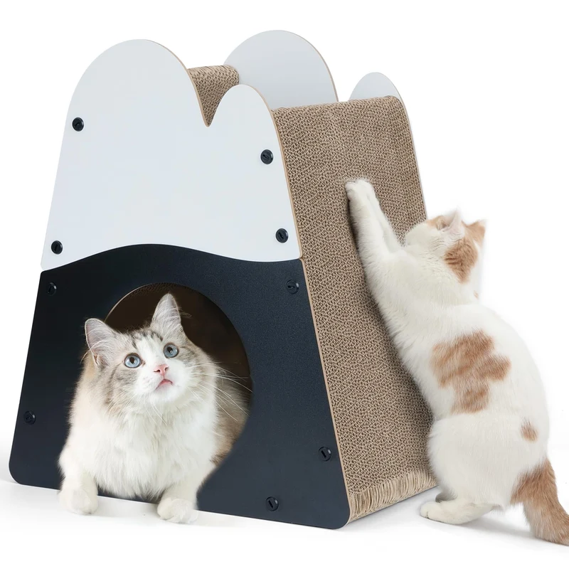 FUKUMARU Cabane Griffoir pour Chat — 19,5 pouces, Forme Montagne, Nid/Lounger, Carton Durable