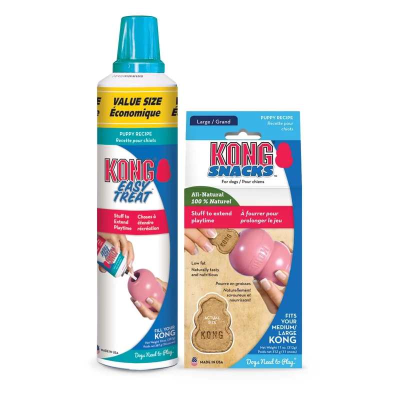 KONG Easy Treat 14 oz et Lot de Friandises pour Chiots — Grand (Sans Dégâts)