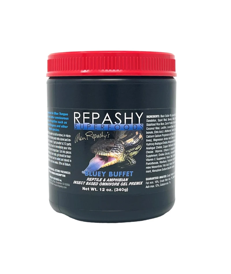 Repashy Bluey Buffet 340 g | Aliment réptile omnivore pour dragons barbus et écaille à langue bleue
