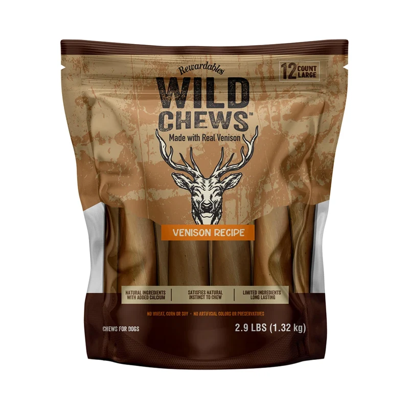 Rewardables | Friandises Sauvages à la Venaison – Viande Réelle, Ingrédients Limités, Longue Durée pour Grands Chiens | 12 Pièces