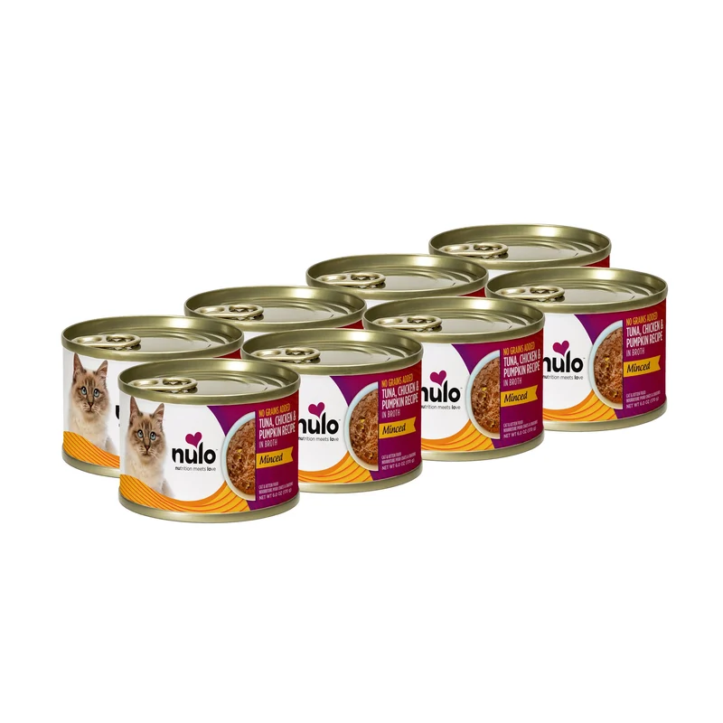 Nulo Nourriture Humide pour Chat – Thon, Poulet & Citrouille en Bouillon, Sans Céréales, Haute Protéine, 6oz (Pack de 8)