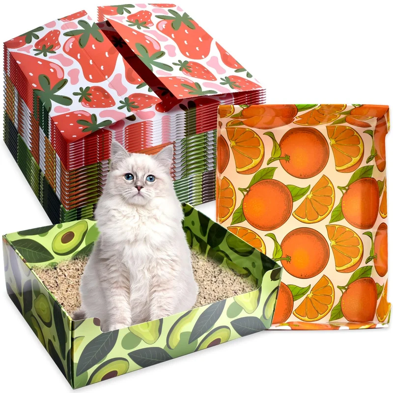 CONLI — 30 boîtes litière jetables pour chats : pliables, imperméables et portables