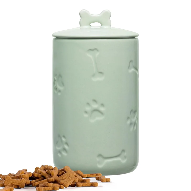 NIXBYO Conteneur Hermétique pour Friandises — Grand Bocal en Céramique Vert 9x5 po