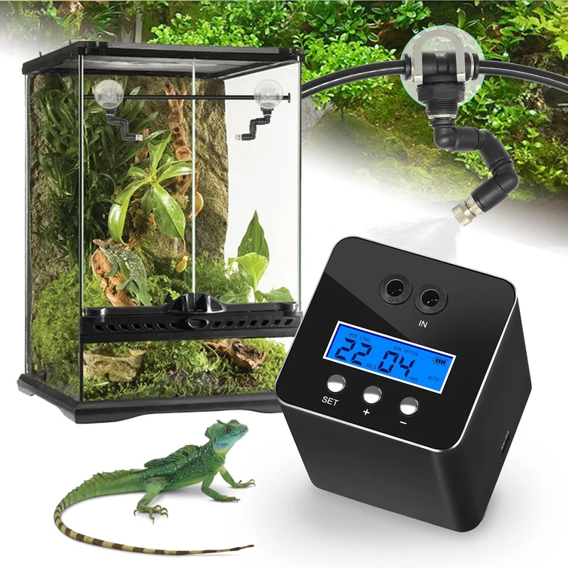RUNWUSHENG Système de brumisation pour reptiles – Brumisateur automatique à 2 buses pour terrariums