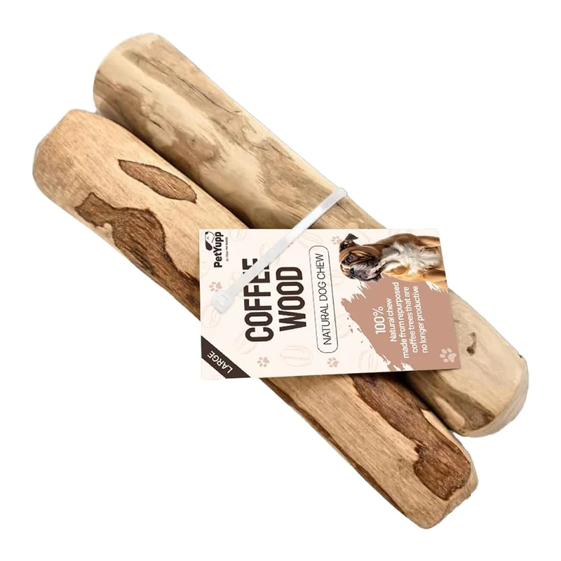 PetYupp Lot de 2 Bâtons de Bois de Café Naturel pour Grands Chiens (45–99 Livres) – Sans Caféine, Résistants et Durables