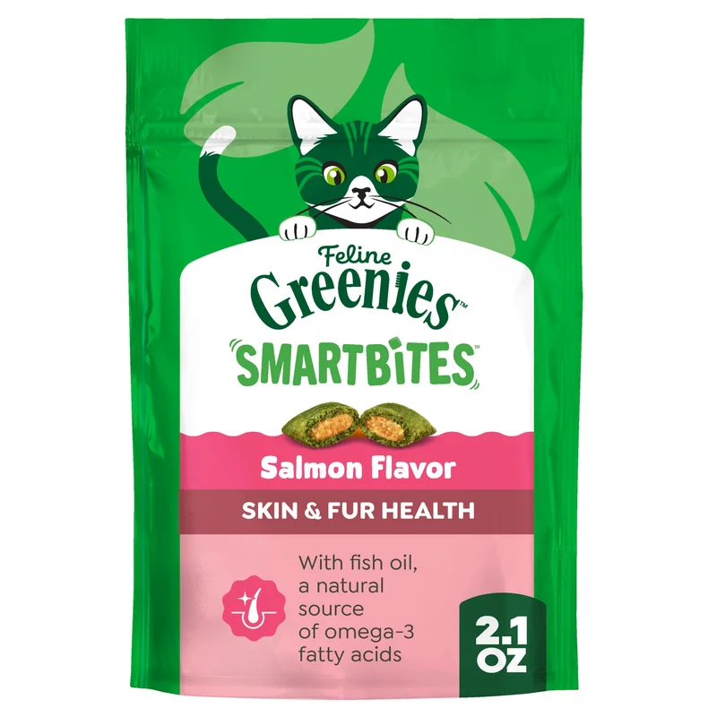 Greenies Smartbites Skin & Fur – friandises saumon pour chats, croquant et moelleux, format 2,1 oz