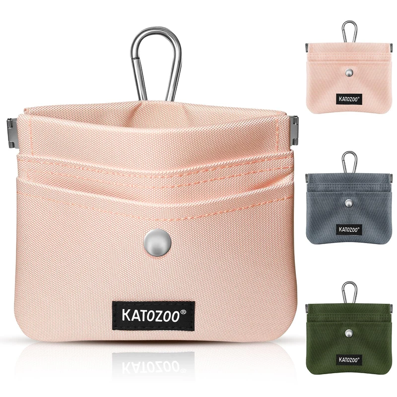 KATOZOO Sac de friandises pour chien rose – Poche d'entraînement mains libres, imperméable, clip carabine