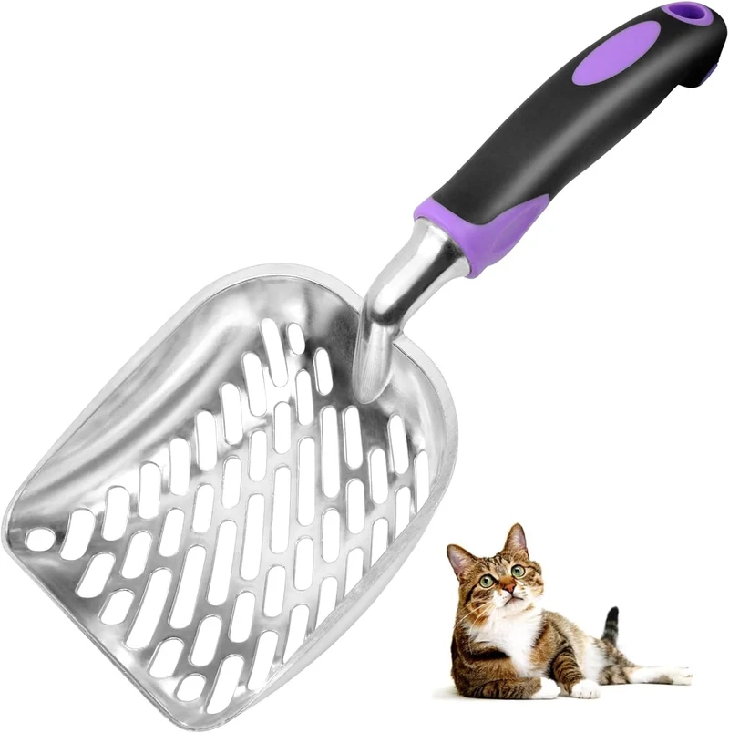 Apidgrowth Pelle à Litière Métallique – Réseau Robuste, Manche Ergonomique et Violet
