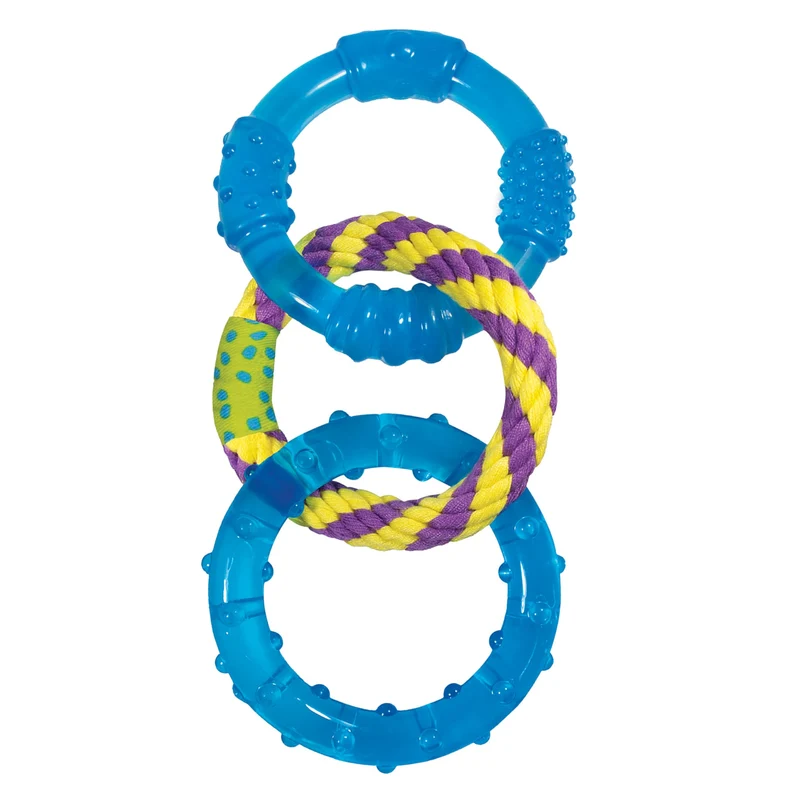 Petstages ORKA Dental Links — Jouet à mâcher pour chiens moyens à grands, textures variées et corde (21,6 cm x 10,2 cm x 2,5 cm)