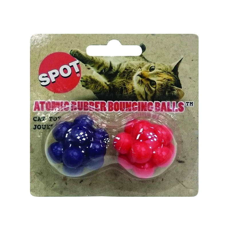 SPOT Balle en caoutchouc atomique rebondissante – Jouet pour chats et chatons, Lot de 2