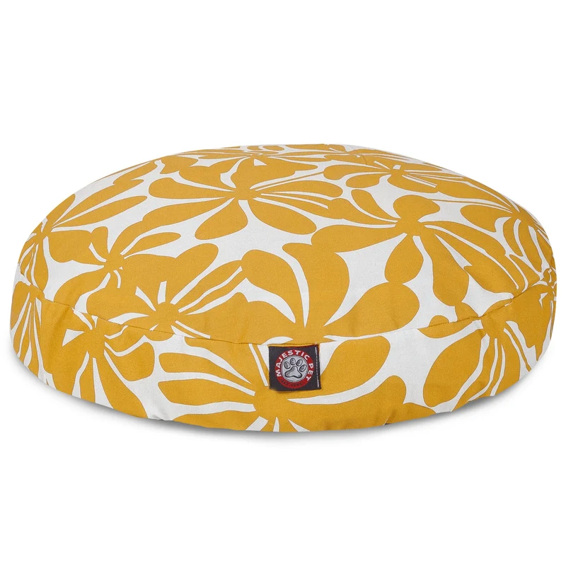Majestic Pet – Lit rond jaune Plantation pour chien, intérieur et extérieur, housse lavable
