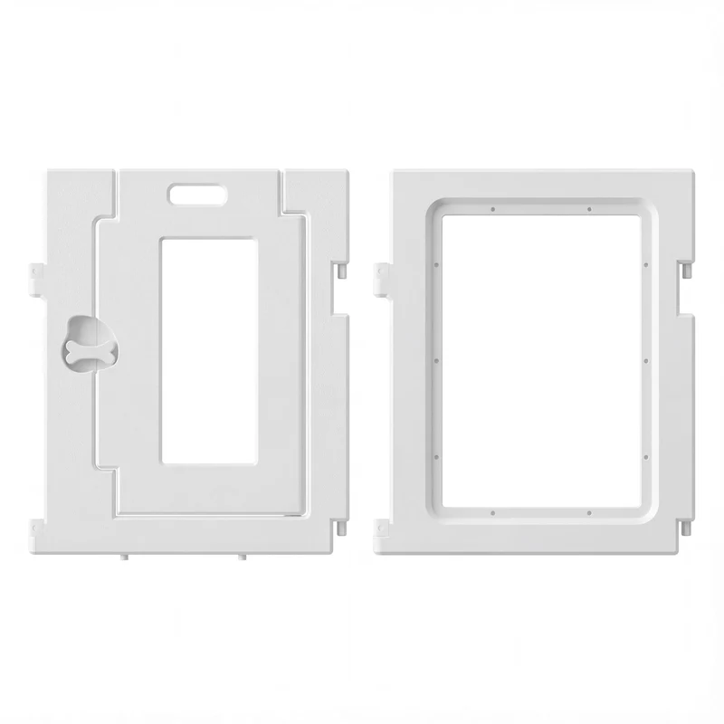 Parc pour Chien Hoencraft en Acrylique Transparent — 2 Pièces, 2 Panneaux, Porte Incluse, Blanc