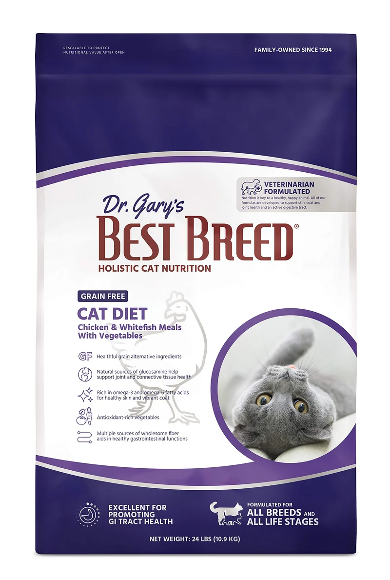 Best Breed Dr. Gary's Best Breed – Croquettes sans céréales pour chats, cuisson lente aux États‑Unis, 24 lb