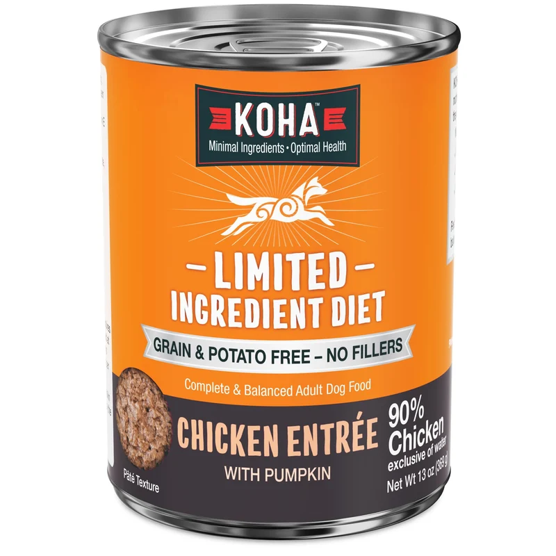 KOHA Entrée Poulet – Régime Ingrédients Limités pour Chiens, Sans Céréales, Pâté 13 oz x12
