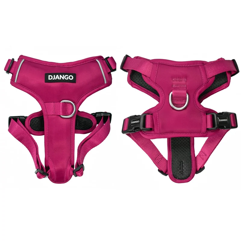 DJANGO Tahoe Harnais Sans Traction – Grand Chien XL Hibiscus Pink, Clips Avant/Arrière