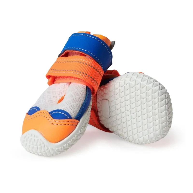 Spark Paws – Chaussures pour Chien (T4, Orange/Bleu) – Respirantes et Anti-dérapantes Tout-terrain