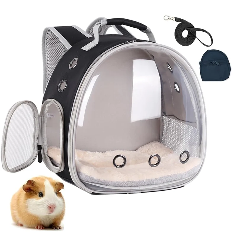 LAIRIES Sac à dos portable pour petit animal – Ventilé et fenêtre bubble (2 pièces)
