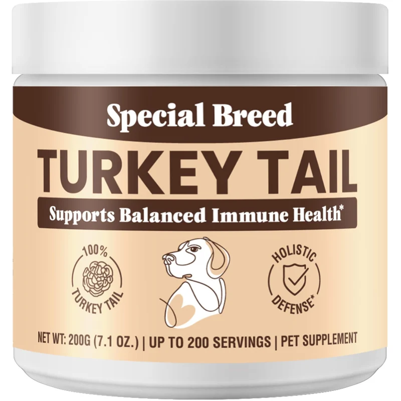 Special Breed – Poudre pure de queue-de-dinde biologique pour chiens et chats (200 portions) | Soutien immunitaire avec bêta-glucanes et polysaccharides, santé digestive et respiratoire