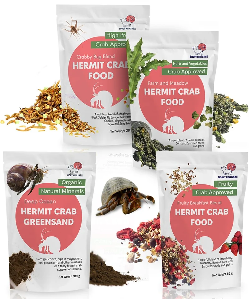 Bundle Nourriture Hermite Crabe Snout and Shell – Ferme et Prairie, Déjeuner Fruité, Mélange Insectes, Greensand