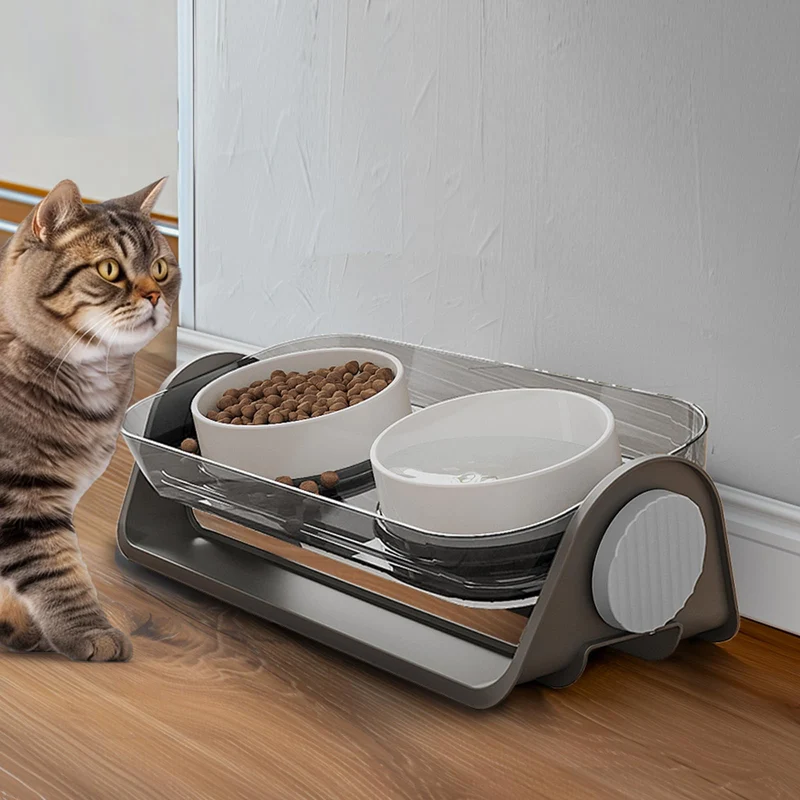 Oneluck Bol Élevé pour Chat et Chien — Bol en Céramique, Inclinaison 15°, Étanche et Anti-Fuite