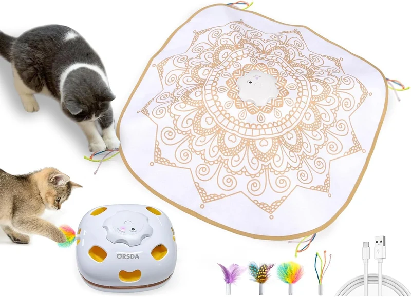 ORSDA – Jouet interactif 4-en-1 pour chats d’intérieur, rechargeable et sûr