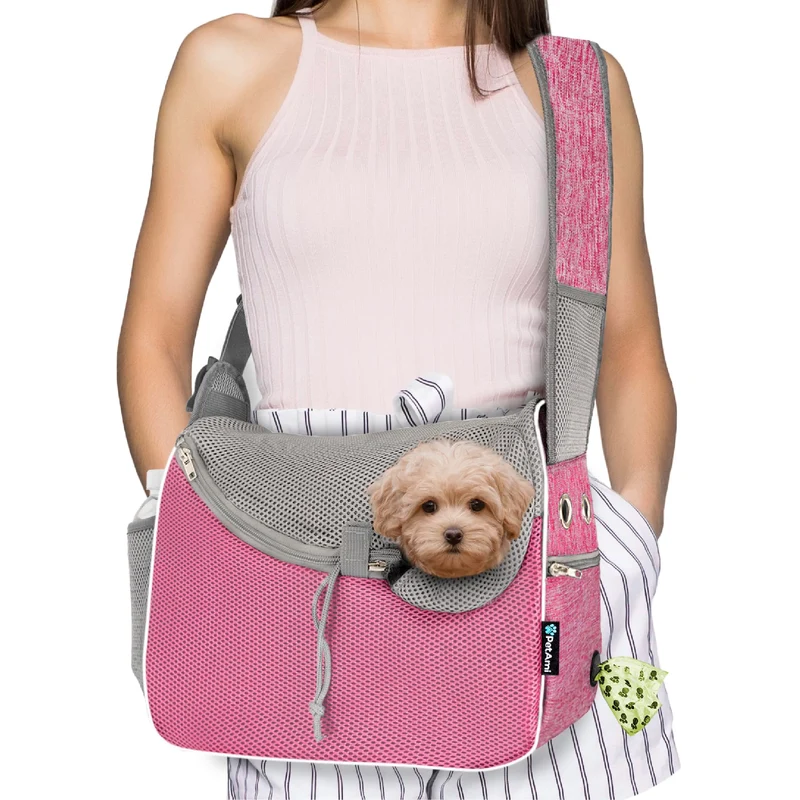 PetAmi Sac Porte-Chien à Bandoulière – Petit Chien et Chat Rose, Confort