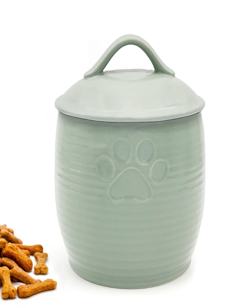 NIXBYO Grand Conteneur Étanche pour Friandises de Chien et Chat – Pot Céramique Vert
