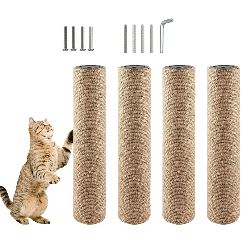 MUYG Kit 4 Poteaux Griffoir Chat Intérieur – Jute Naturelle, 15.7×3.1 po, Remplacement M8