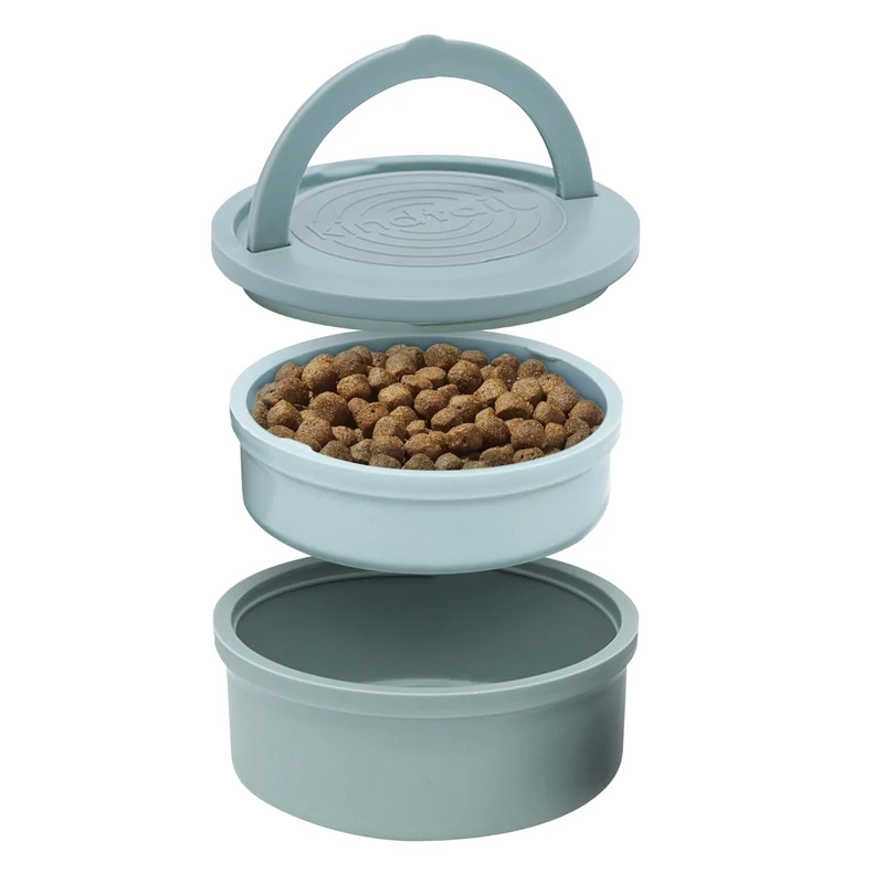 KindTail Gamelles de voyage pour chien – Lot de 2, couvercle et poignée, base antidérapante, sans BPA