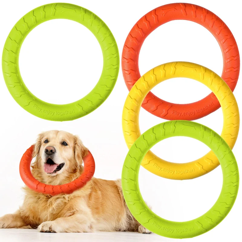 Jenaai – Lot de 4 Anneaux-jouets pour Chien Flottants et Durables pour Entraînement Extérieur (30 cm)