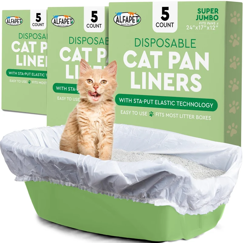 Sacs Litière Elastiques Alfapet – Super Jumbo, Lot de 15, Résistants à la Déchirure et Étanches, Compatibles Pan X-Giant à Jumbo, 42 pouces x 20 pouces x 2 mil, Capacité 30 lb