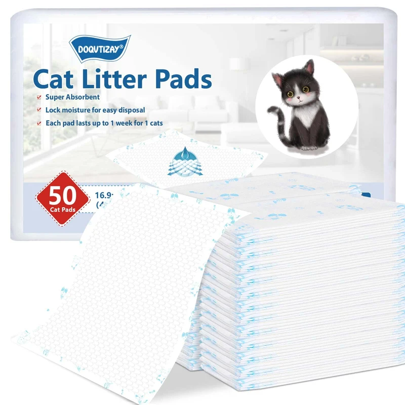 DOQVTIZAY – Recharge de tapis pour chat 50 pièces ultra absorbantes, contrôle des odeurs, compatible Breeze Tidy Cats