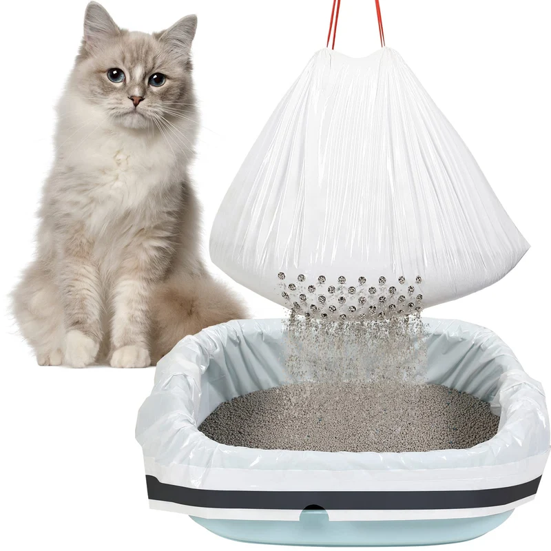 Sabary – 56 Sacs à Litière XXL pour Chat, avec Trous et Corde de Serrage, 36 x 18 pouces