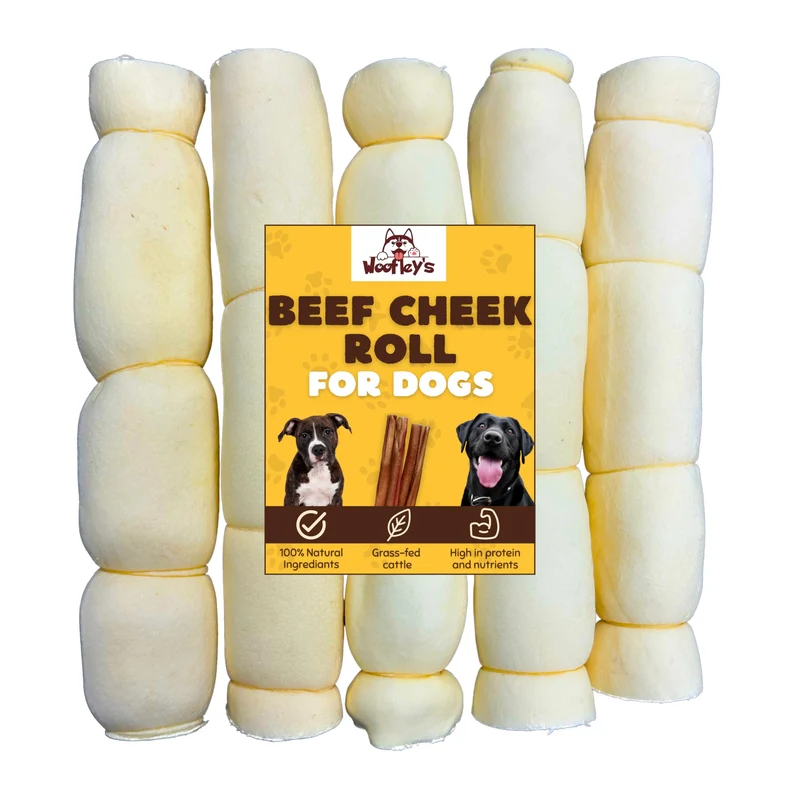 Woofley's Rouleaux de joue de buffle – 9–10 po (5 pièces) – Friandises naturelles durables pour chiens