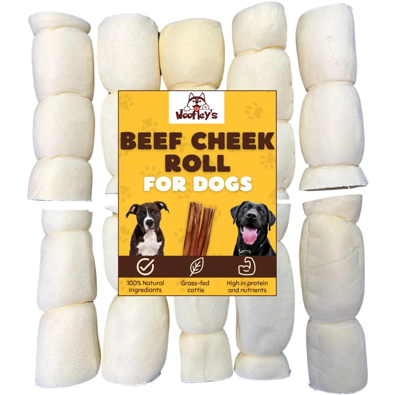Woofley's Rouleaux de Joue de Buffle – 5-6 pouces, Friandise naturelle pour chiens (10 pièces)