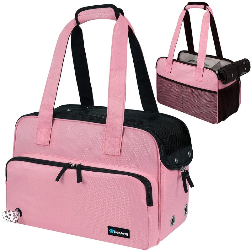 PetAmi Petit Sac Porte-Chien – Transport Doux et Aéré, Rose, 8 kg max, Homologué Avion