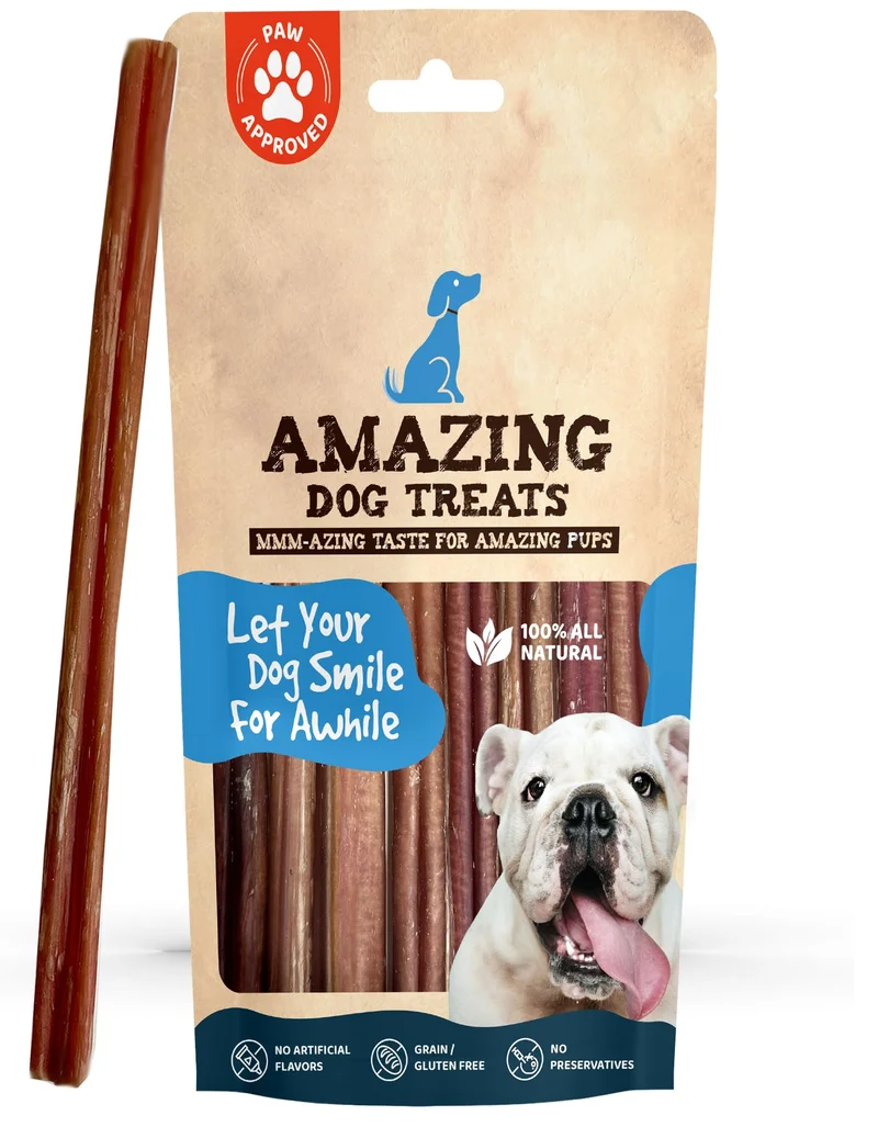 Amazing Dog Treats – Bâtons Bully 12 pouces Taille Moyenne (6 pièces) – Sans Peau
