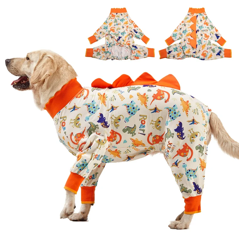 LovinPet Pyjamas Chien Grande Taille – Anti-Licking, Récupération Léger, Design Jurassique UV 3XL