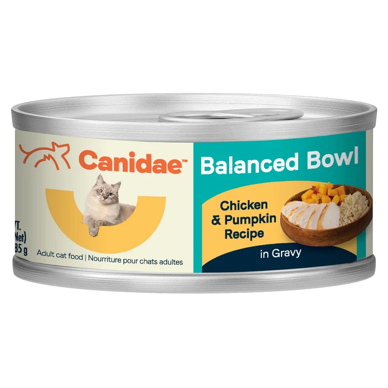 CANIDAE Balanced Bowl - Aliment Humide pour Chat Poulet & Citrouille, 3 oz (Boîte de 24)