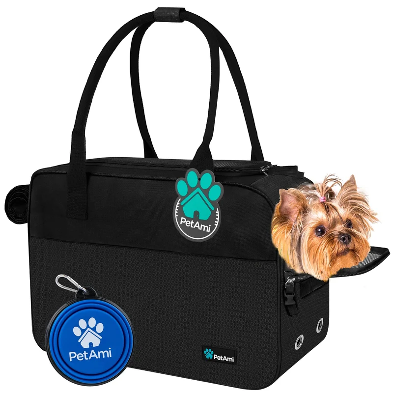 PetAmi Sac de Transport Doux pour Petit Chien et Chat – Approuvé Pour Vols En Cabine, Poches et Lit Sherpa