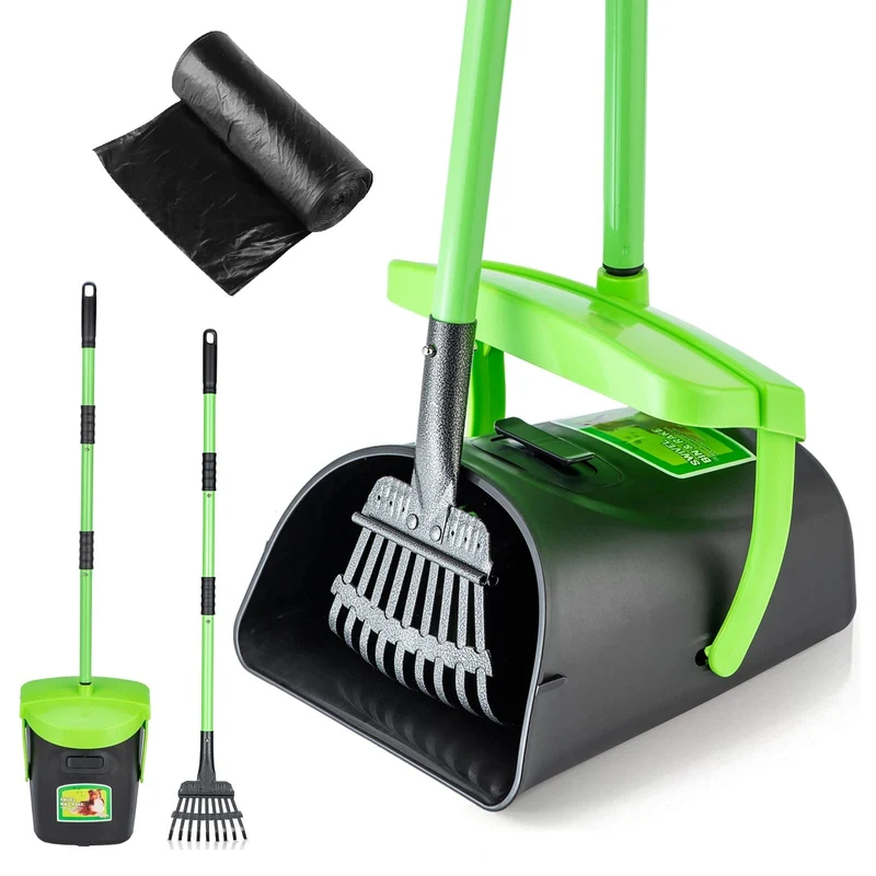 MXF Kit Grattoir et Bac Rotatif pour Déjections Canines – 20 Sacs Inclus, Manche Réglable 36,6 pouces