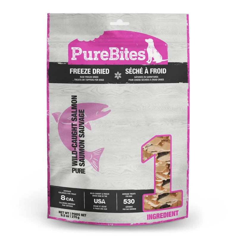 PureBites Saumon Séché – 1 Ingrédient, Friandises pour Chien, 9,5 oz, Fabriqué aux États‑Unis