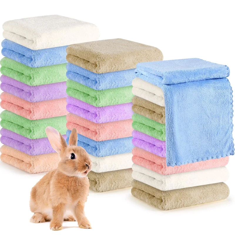 Newwiee – 24 pièces de literie fleece pour cobayes, 35x75 cm, lavable et multicolore