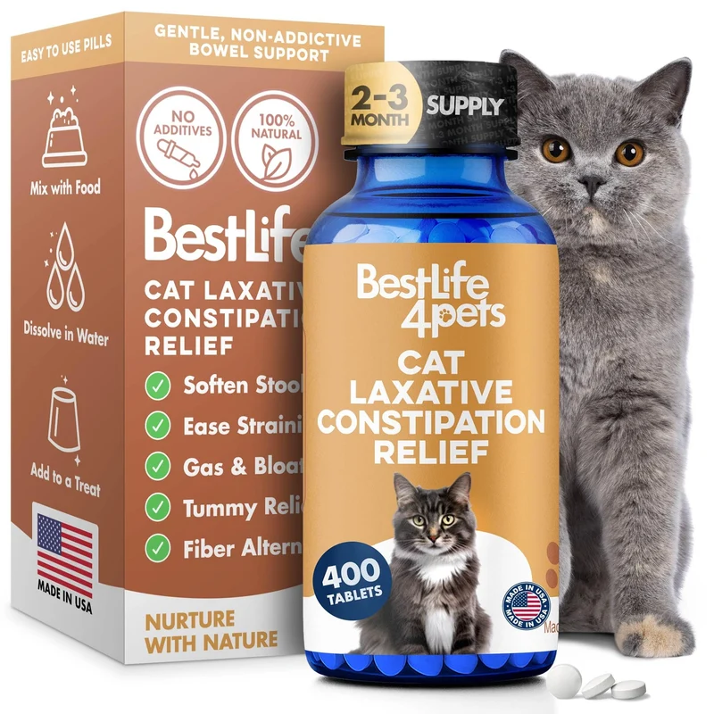 BestLife4Pets – Laxatif pour Chats, Soulagement de la Constipation, Comprimés Sans Odeur (400 comprimés)
