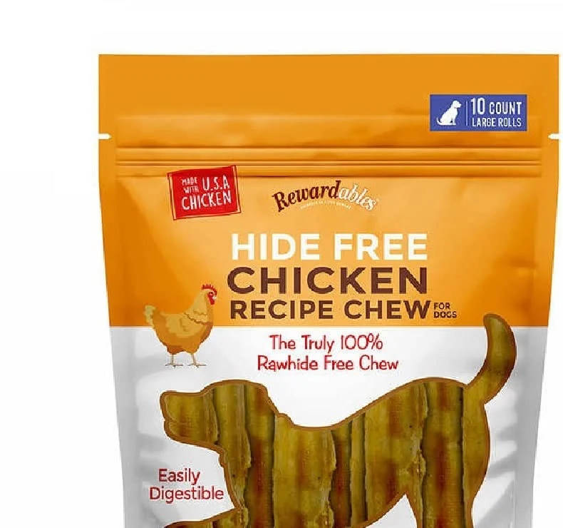 Rewardables Bouchées Dentaires au Poulet – Sans Rawhide, Pour Grands Chiens, Lot de 10 Rouleaux de 7 Pouces