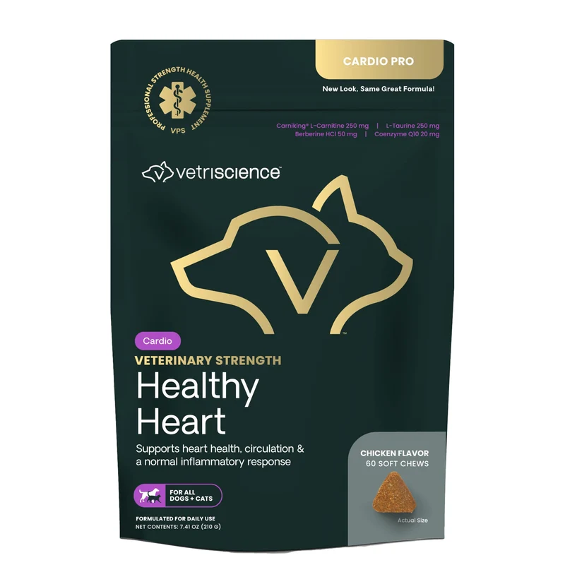 VETRISCIENCE Gommes Cœur Sain – Soutien Cardio et Énergie pour Animaux, Saveur Poulet – 60 Gommes