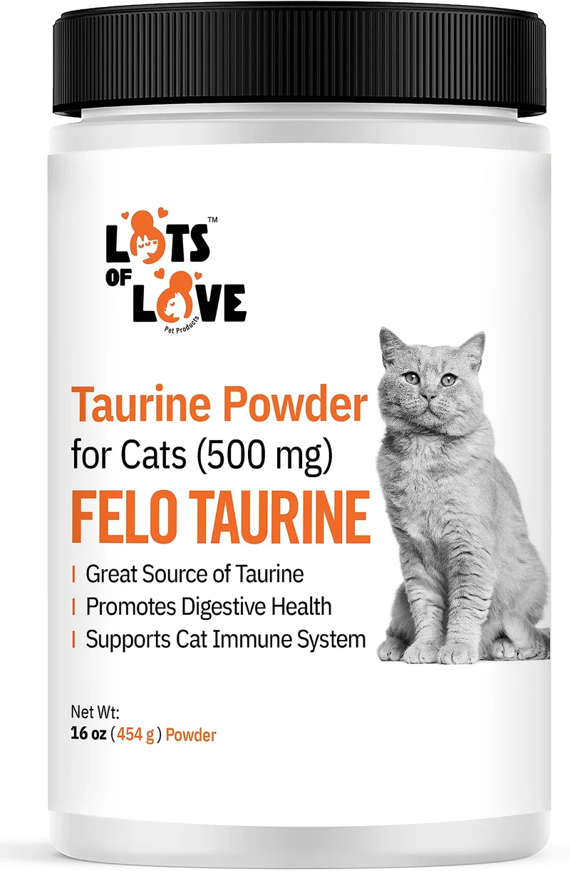 LOTS OF LOVE PET PRODUCTS – FELO Taurine pour Chats en Poudre, 16 oz (THOMAS LABS)
